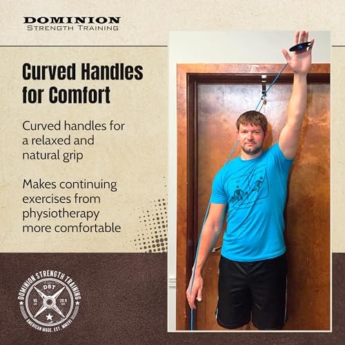 Shoulder Pulley with Over The Door Hook - Improve Shoulder Mobility and Range of Motion - Scratch Resistant Padding to Protect Your Door