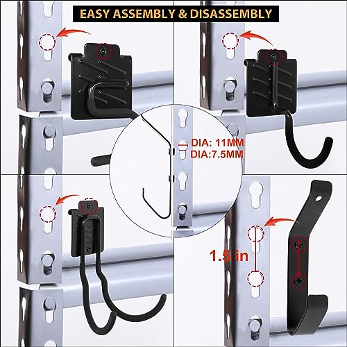 Wallmaster Boltless Shelving Hook Organizer Kit,7 Pcs Adjustable Storage Hanging Accessories for 1.5 inch Keyhole Rack,Garage Heavy Duty Tool Storage System - size: 7 pcs-Unspecified