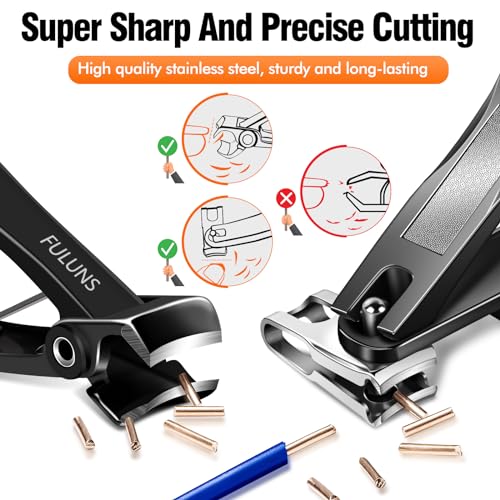 Nail Clippers for Men Thick Nails, Toenail Clippers for Thick Toenails with 16mm Wide Jaw Opening, 360 Degree Rotary Fingernail Clippers Nail Cutter Set for Seniors Long Handle Gifts for Men Women - style: 360 Degree Rotary Clippers Set