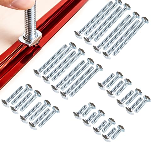 O'SKOOL T-Slot Bolts Drop-in T-Bolts Assortment 40PCS, 1/4"-20 Thread T Track Bolts Set in 3/4", 1", 1-1/2", 2-1/2", 3-1/2" for T-Track for Woodworking, HWR006 - style: Drop In T-Bolts Assortment, Set of 40