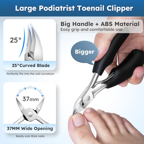 Nail Clippers for Seniors, Heavy Duty Ingrown Toenail Clippers with Long Handle， Wide Jaw Fingernail Clippers and Slanted Nail Cutter for Thick Nail for Men Women Pregnant Elderly 5Pcs - size: Wide Jaw 5pcs