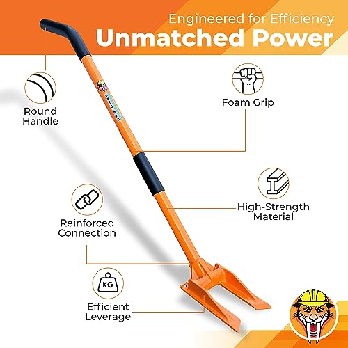48” Demolition Pry Bar & Crowbar – Round Handle Wrecking Bar for Ceiling & Wall Demo – Heavy Duty Nail Puller Tool for Contractors, Firefighters & Home Renovations - size: 48" Round