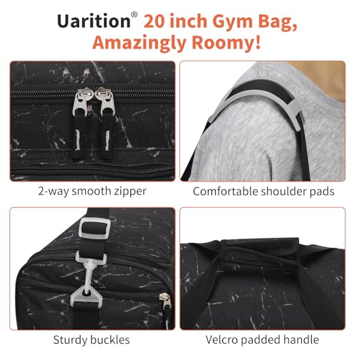 Uarition Men's Large Duffle Bag, 55L Heavy Duty Gym Bag for Sports, Workout, and Travel - Durable Duffel Gear Bag in Marble Black - color: Marble Black