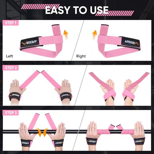 Weight Lifting Straps for Weightlifting, Lifting Wrist Straps Gym, Deadlift Strap, Anti Slip Silicone Weightlifting Strap Men Women Powerlifting, Strength Training - color: Pink, size: 2 Pair