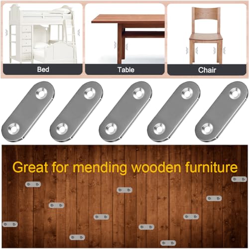 30PCS Straight Brace Brackets 1.42 Inch Stainless Steel Flat Mending Plates, Repair Fixing Joining Brackets for Wood Furniture with Screws - size: 1.42 inches (30 Pieces)