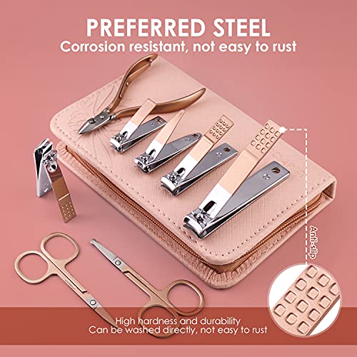 WOAMA Manicure Set Pedicure Kit - 30 in 1 Nail Kit Professional Stainless Steel Nail Care Kit for Women - Pink - color: Pink