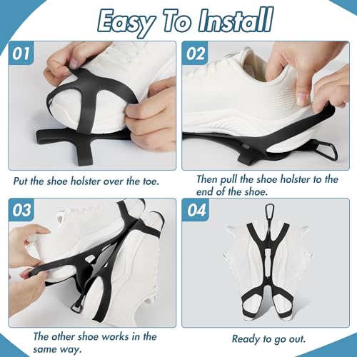 Shoe Holder for Backpack, takyu Elastic Silicone Shoe Holster with Backpack Clips for Sneaker Bag, Hang Extra Shoes Cleats Boots or Gear on Your Bag (Black） - color: Black