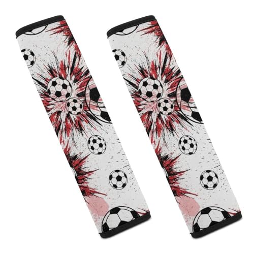 Universal Soft and Comfortable Seat Belt Shoulder Pad for Adult Use, Most Cars, 1 Pair Cool Red Soccer Football Harness Pads Strap Anti-Slip Pad - color: Pattern 1006