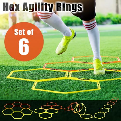 Japard Hex Agility Rings for Speed Training & Agility Footwork Training Speed Hurdles Ladder with Carrying Bag - style: Six (6) rings