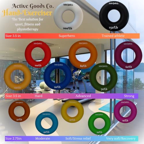 Hand Exerciser - PROFESSIONAL GRADE, Set or Single, Different Sizes. Visit to see more! Bague classique en silicone parfaite pour améliorer la force, la puissance et la vitesse dans les poignets. - size: 1 Set - 10-30-60 lb