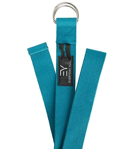 Everyday Yoga Strap with Metal D-Ring - Durable Stretching Strap for Yoga, Pilates, Flexibility & Physical Therapy (6ft, 8ft, 10ft) - color: Peacock, size: 10 Foot
