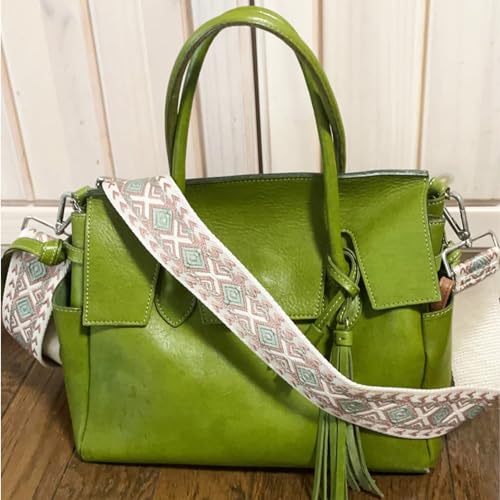 Wide Replacement Shoulder Strap Adjustable Crossbody Canvas Webbing for Messenger Bag Laptop Computer Bag - color: #3 - Black & White Rhombus