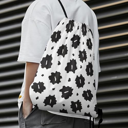Beam Backpack Drawstring Sack Large Capacity for Soccer Basketball Sports Workout Equipment Travel, Cow Spot Bags - color: Picture (24)