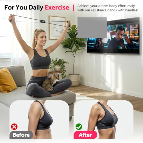 Figure 8 Resistance Bands with Handles, 3 Levels Latex Exercise Stretch Bands - color: Light Gray, Dark Gray, Black