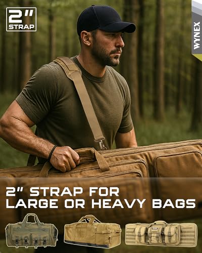 WYNEX Shoulder Strap, 55 inch Universal Bag Strap Replacement with Pad | Single Shoulder Strap with Detachable Thick Pad, Crossbody Bag Strap for Tactical Pouch Tool Bag Messenger Bag Luggage Duffle - color: Khaki, size: 2“ Strap