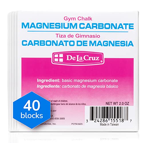 De La Cruz Magnesium Carbonate Gym Chalk - Weightlifting, Gymnastics and Rock Climbing Chalk - style: 40 Block