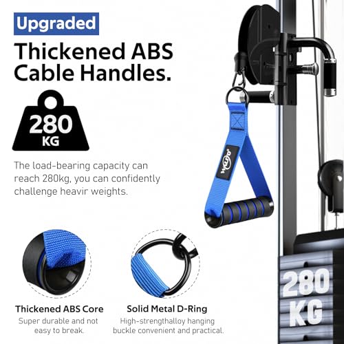 Exercise Handles, Cable Machine Handles for Gym Cable Attachments Training | 2 Pack Heavy Duty Handle with Non Slip Grip for Cable Machines, Pull Down Workouts, Resistance Bands and Home Gym Equipment - color: Blue