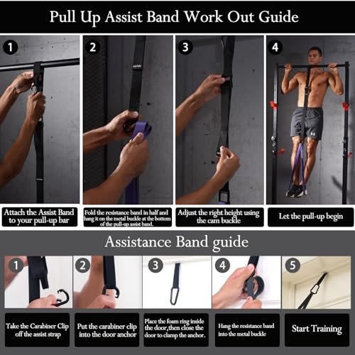 Ally Peaks Pull Up Assistance Bands，Heavy Duty Resistance Band for Pull Up Bar，Adjustable Weight/Size with Fabric Feet/Knee Rest Pull up bands,Up to 410lbs Assistance，resistance bands and assist bands - style: 4 resistance bands