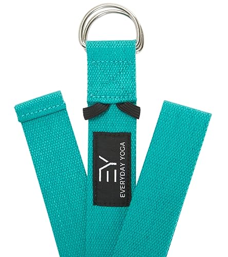 Everyday Yoga Strap with Metal D-Ring - Durable Stretching Strap for Yoga, Pilates, Flexibility & Physical Therapy (6ft, 8ft, 10ft) - color: Aqua, size: 10 Foot
