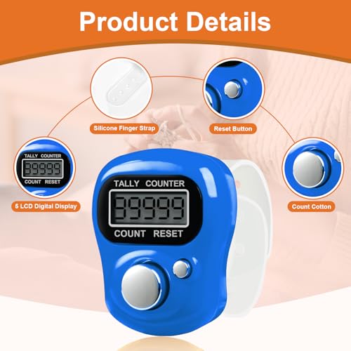 Amble Clicker Counter with Rhinestone, 5-Digit Tally Counter Clicker, Clickers for Lap, Pitch, Golf, Knitting, People Counting, Tasbih, Ideal Gift - style: 5 Pack