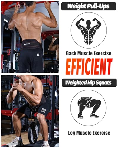 Dip belt With 37-40" Chain, 550lbs - 650lbs Weight Capacity, Weightlifting Belt for Dips and Pullups