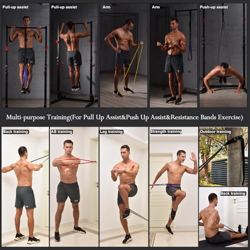 Ally Peaks Pull Up Assistance Bands，Heavy Duty Resistance Band for Pull Up Bar，Adjustable Weight/Size with Fabric Feet/Knee Rest Pull up bands,Up to 410lbs Assistance，resistance bands and assist bands - style: 4 resistance bands+Fabric Feet