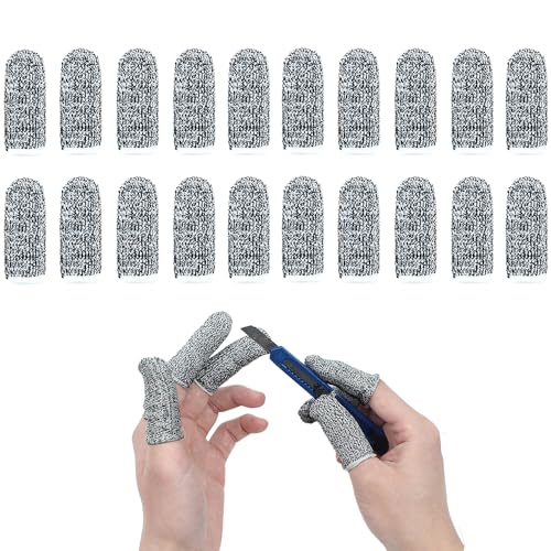20 pcs Cut Resistant Cots Finger Protection Finger Sleeve Protectors, Glove Life Extender, Anti-Slip Finger Cots Anti-Cut Fingertips Thumb Guards for Work, Handicrafts, Kitchen, Sculpture Supplies - size: 20 Pack