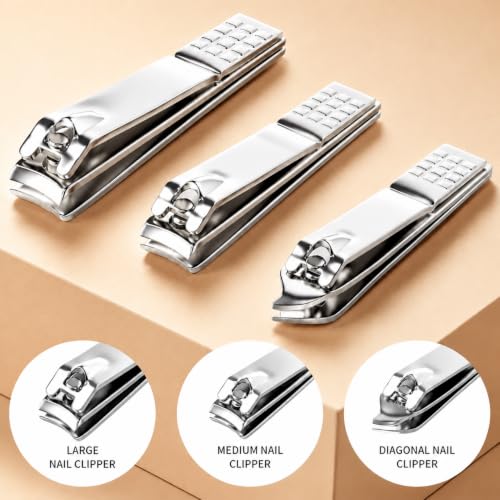 Manicure Set, Stainless Steel Nail Clipper Set with Luxurious Travel Case | 12-Piece Set with Thicker Steel, Precision-ground Cutting Edges, and Smooth-finished Tools for Clean, Precise Trimming. - color: Silver and Rose Gold