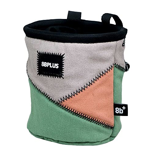 8BPLUS PROBAG - Chalk Bag for Climbing & Bouldering - Belt, Carabiner and Giftbox Included - Wide Opening - Brush Holders for Left & Right Handers - style: WASHED GREEN