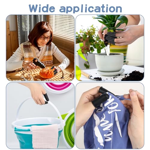 Silicone Finger Protectors, 12Pcs 3 Sizes Rubber Fingers Tips Finger Covers Thumb Finger Guard Sleeves Thimbles Cots Protectors for Hand Sewing, Hot Melt Glue, Embroidery, Cutting, Ironing (Black)
