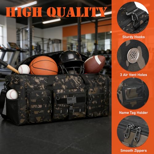 132L Extra Large Duffle Bag, Heavy Duty Sports Equipment Travel Duffel Bag | Perfect for Soccer Baseball Basketball Hockey Football Team Coaches & More - color: Black CM