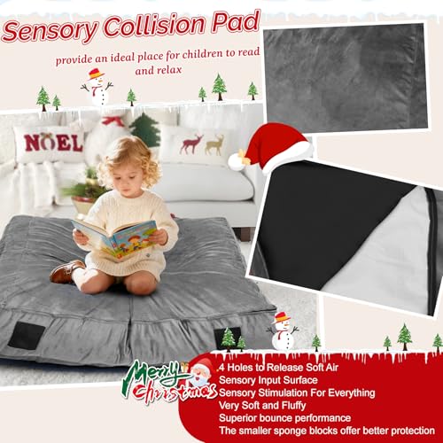 WOUDY Crash Mats for Kids Sensory, Sensory Pads for Autistic Children,Soft Foam Landing Zone, Soft, High-Density Foam Landing Zone Provides Safe Sensory, with Washable Cover - size: 5FT grey