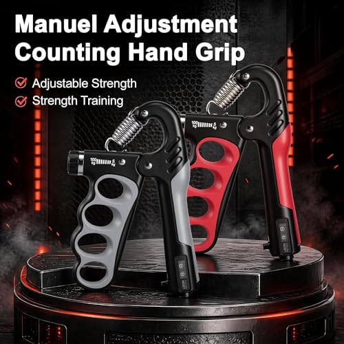 Grip Strength Trainer, Adjustable Resistance Hand Exerciser 11-220Lbs(5-100Kg), Hand Gripper Strengthener for Forearm Workout, 2 Pcs - color: Gray