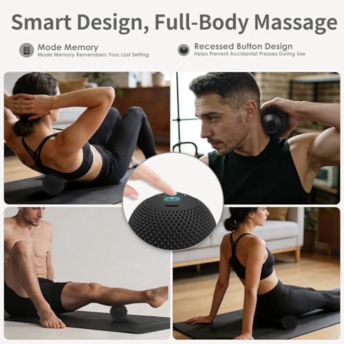 Heating Vibrating Massage Ball with 7 Modes & Memory Function for Myofascial Release, Deep Tissue and Trigger Point Muscle Therapy - Targets Back, Hip, Leg, Neck & Foot (Black) - color: Black