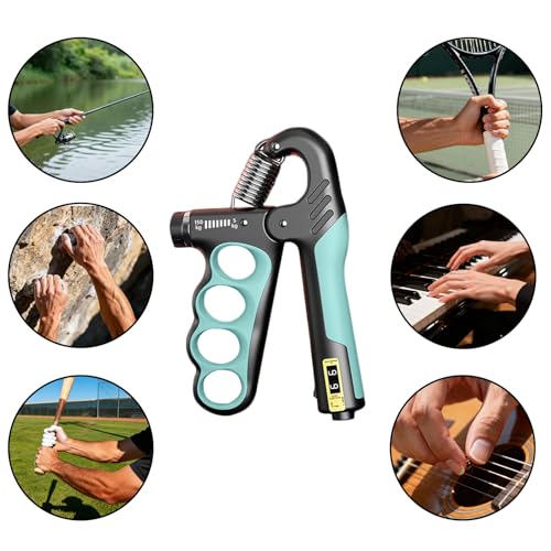 2PCS Adjustable Hand Grip Strengthener (11-220LB) - Automatic Counter Hand Wrist Forearm Exerciser, Grip Strength Trainer for Athletes, Musicians, Injury Recovery & Physical Therapy (Blue)
