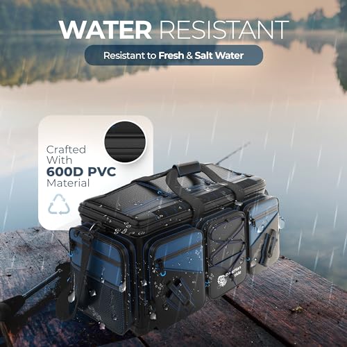 Reaction Tackle Saltwater Fishing Tackle Bags, Water Resistant 1000D PVC Tackle Box Bag with Removable Dividers, Fits 3600 and 3700 Trays, XL - size: XL Bag