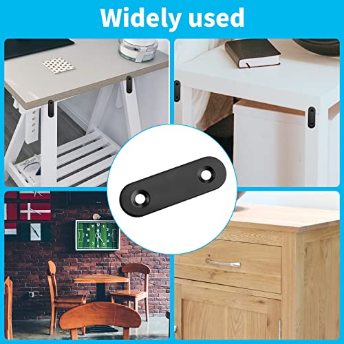 Biaungdo 2" Stainless Steel Flat Plate Straight Bracket, Black, 20 Sets | Metal Corner Brace Brackets, Mending Repair Plate Brace, With Screws & Screwdriver, For Wood, 50mm x 16mm x 2mm - size: 50x16x2.0mm