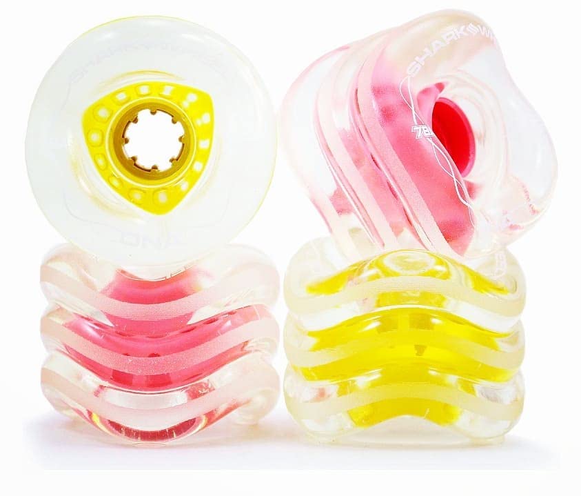 Shark Wheel 60 mm 78a Skateboard Wheels | California Roll | 4-Pack - color: Clear with Yellow Hub