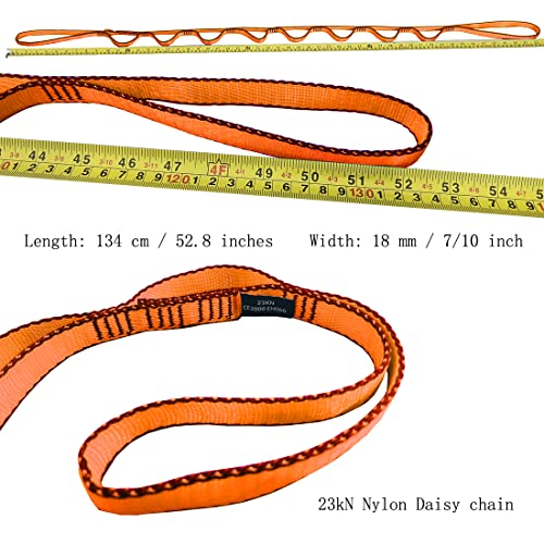 53 Inches Nylon Daisy Chains Rope Climbing Lanyard Straps Looped Strong Slings 23 kN Aerial Yoga Webbing - color: 3PCS Orange