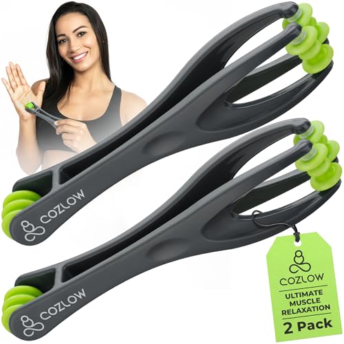 COZLOW Dual Finger Massager - Hand Massage Tool for Knuckles, Palm, Wrist | Cozlow manual hands & fingers massage roller - trigger point therapy for cramps, arthritis, carpal tunnel, muscle pain relief
