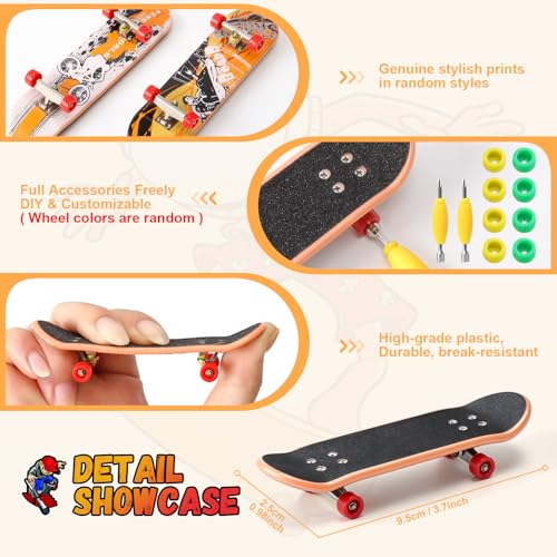 CS COSDDI Finger Skateboard Park Kit, 14 in 1 Skate Park Set with 8 Fingerboards, 14 Ramps, Half Pipe & Finger Bike, Mini Skate Toy for Kids & Adults,Yellow - color: Style -1810-12c