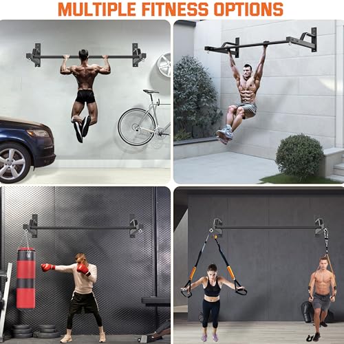 2026 Upgrade Pull Up Bar Wall Mounted - 600 lbs Heavy Duty Strength Training Pull-Up Bars, Ideal Rogue Pull Up Bar for Home and Commercial Gym, Easy Installation Chin Up Bar, Versatile Garage Pullup Bar - color: Black