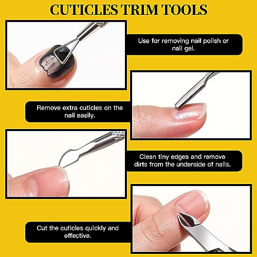 FANDAMEI Nail Care Set, Nail Files 100/180, Nail Buffer Block, Cuticle Tools, Nail Cuticle Nippers, Cuticle Trimmer, Cuticle Pusher, Manicure & Pedicure Kits, Toenail File, Yellow - color: L-yellow