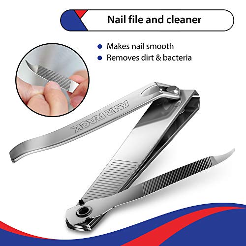1 Pc Large Nail Clippers - 82mm, Built in Nail Files - Heavy Duty Stainless Steel Sharpest Thick Toenail, Fingernail Cutter for Men and Women