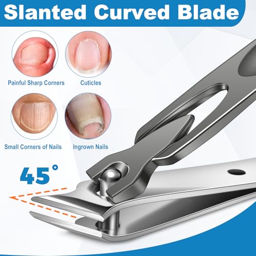Toenail Clippers for Seniors Thick Toenails, Large Nail Clippers for Men Thick Nails with 16MM Wide Jaw Opening, Heavy Duty Sharp Slanted Fingernail Clipper Nail Cutter Gifts for Men Women Adults - style: Black Toenail Clippers Set
