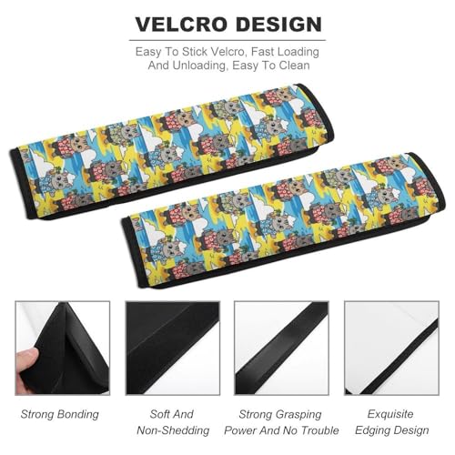Universal Soft and Comfortable Beach Funny Cat Seat Belt Shoulder Pad for Girls and Boys, Most Cars, 2 Pack Seat Belt Covers Cushion Shock Absorption - color: Pattern 216