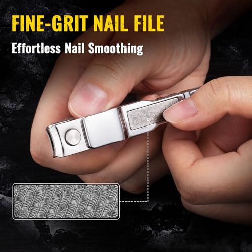 Heavy Duty Nail Clipper for Thick Nails, Built-in Nail File & Bottle Opener | Sturdy Zinc Alloy Body, Sharp 5cr Steel Wide Blade, Anti-Slip Grip, Clean Cut Thick Nails For Daily Travel