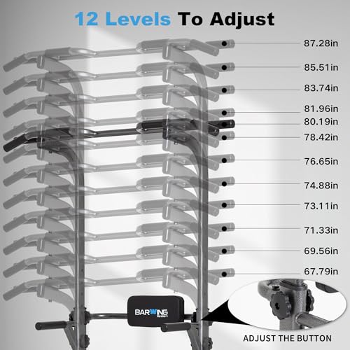 BARWING Pull Up Bar Station, Power Tower, Dip Station with 3D Backrest, Multi-Function Strength Training Stand Rack, Adjustable Height Dip Bar for Home Gym Workout Stand Fitness Exercise Equipment - color: P008-B