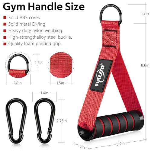 Exercise Handles, Cable Machine Handles for Gym Cable Attachments Training | 2 Pack Heavy Duty Handle with Non Slip Grip for Cable Machines, Pull Down Workouts, Resistance Bands and Home Gym Equipment - color: Red