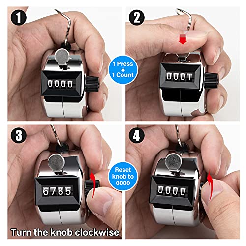Tally Counter, 4-Digit Clicker Counter, Metal Hand Tally Counters Clicker Pitch Counter for Counting, Knitting, Coaching, Golf, Lap, Fishing - color: B-1 PCS